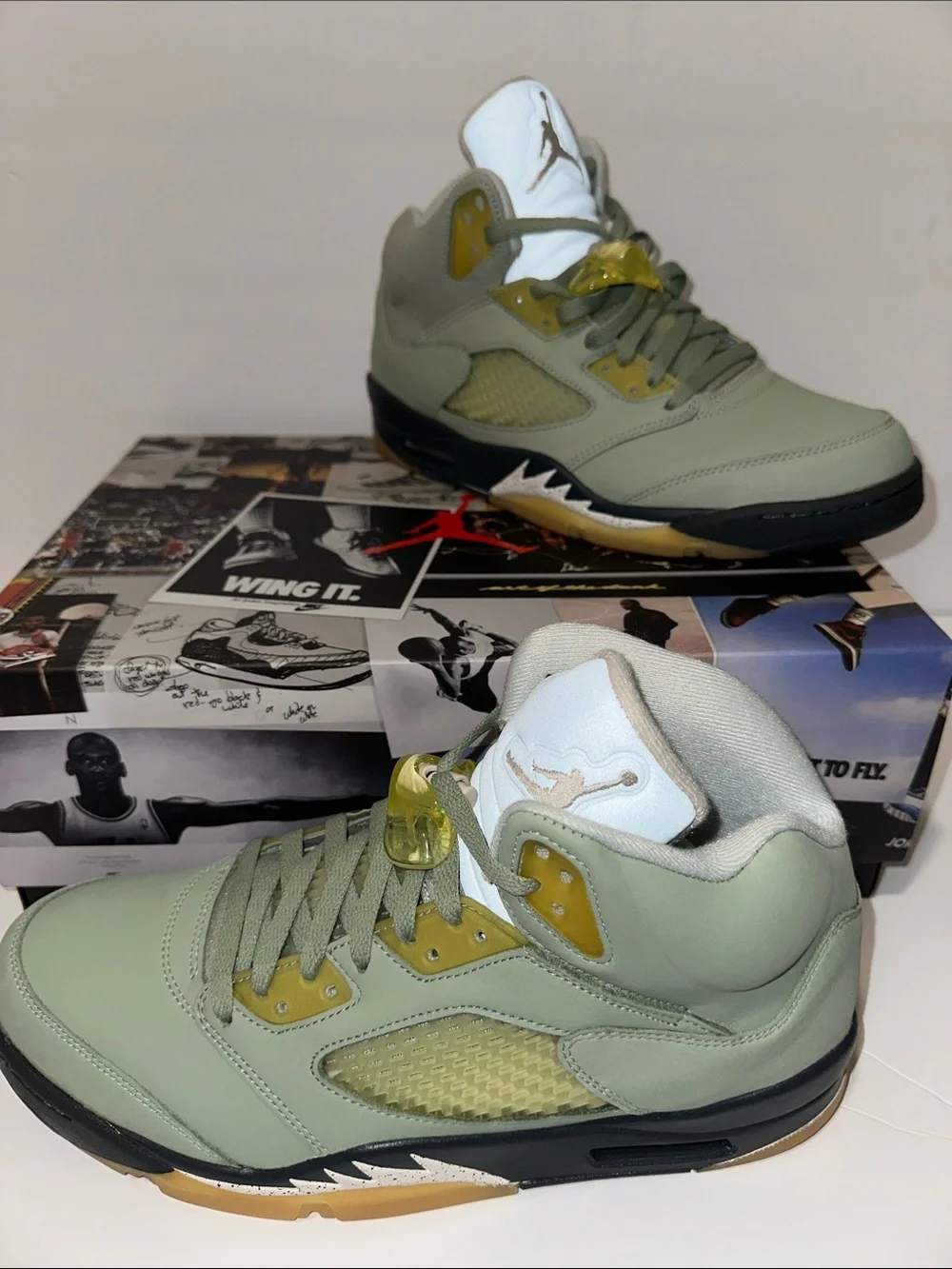 Jordan Kids Olive Green and White Jumpman Sneakers